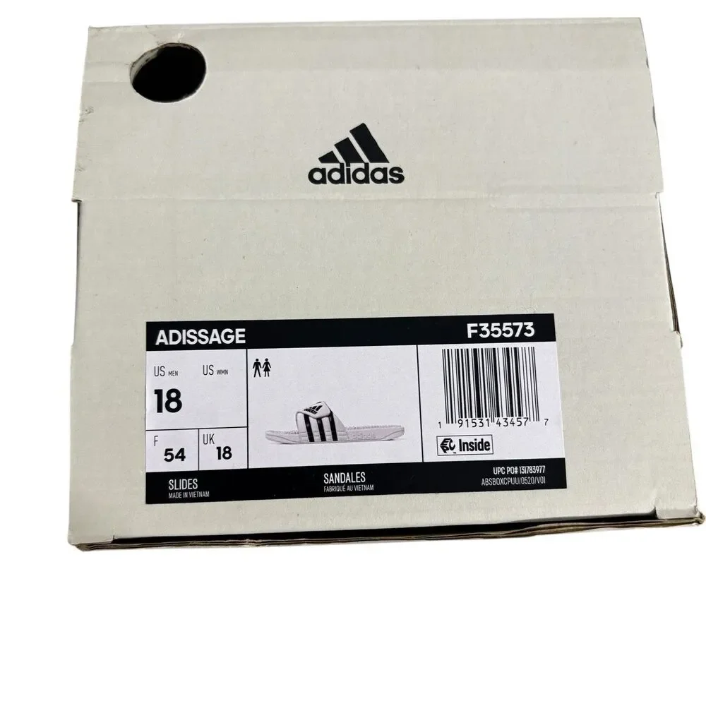 Adidas Adissage Slides Men’s Sz 18 White Sandals Athletic NEW
